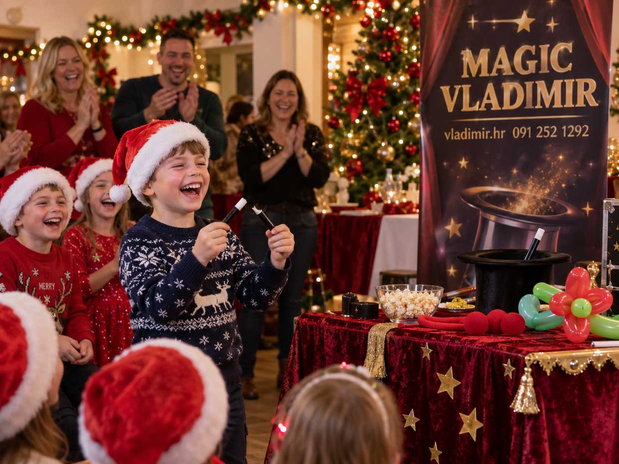 Mađioničarski show prije dolaska Djeda Mraza za djecu – Mađioničar Vladimir